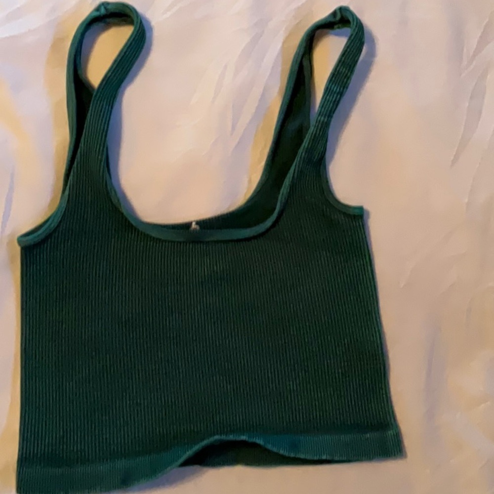 FP Movement by Free People Forest Green Ribbed Crop Tank